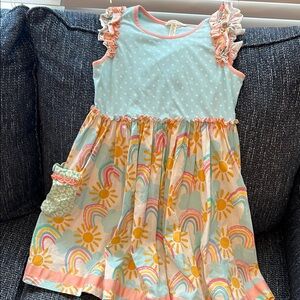 Matilda Jane Green and Blue Sundress Sleeveless Flutter Casual